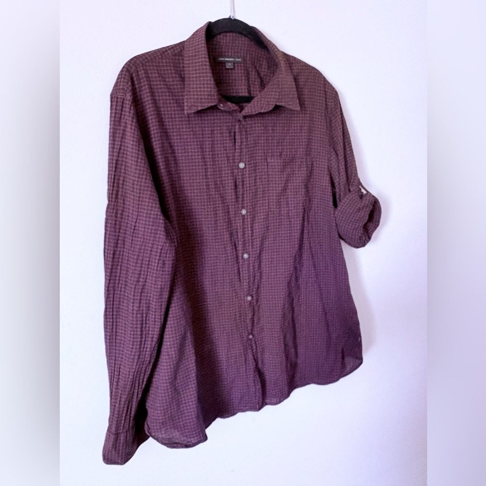 Men’s John Varvatos Long sleeve plaid button-down cotton dress shirt SzXL